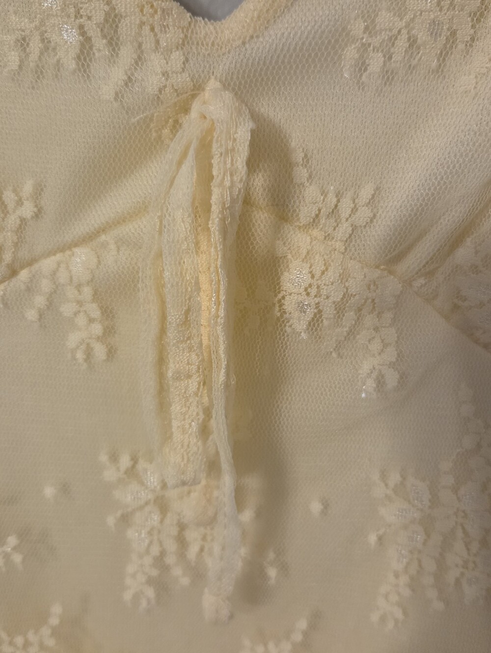 No Comment Women's Butter Yellow Floral Lace Slip Mini Dress Sz M Boho Coquette - Picture 4 of 9